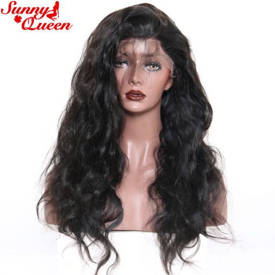 180% Density 360 Lace Frontal Wig Pre Pucked With Baby Hair Brazilian Body Wave Remy Human Hair Wig Sunny Queen