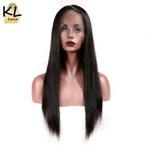 KL Hair Straight 360 Lace Frontal Wigs 150% Density Human Hair Natural Color Brazilian Remy Hair For Black Women With Baby Hair