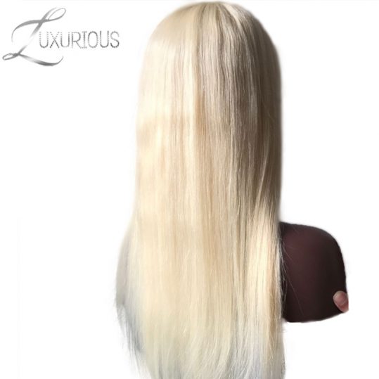 Luxurious Silk Base Full Lace Wigs For Black/White Women Straight Brazilian Remy Human Hair blond #613 With Transparent Lace