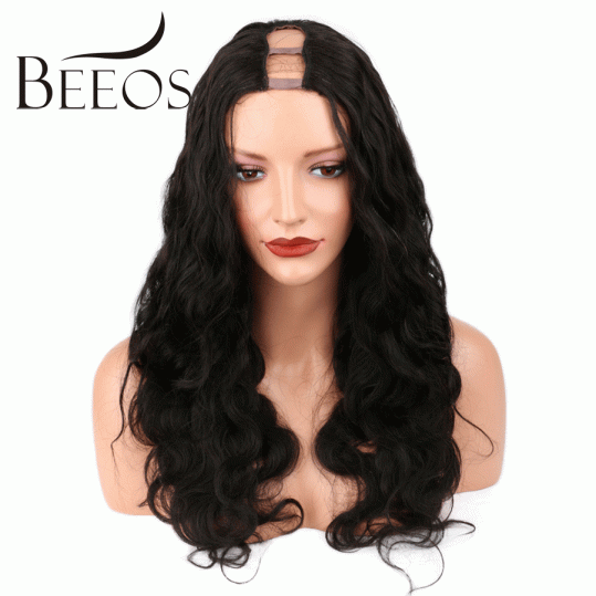 BEEOS 250 Density Body Wave 1x4 Middle Part U Part Human Hair Wigs For Black Women Brazilian Remy Hair10-22 Inches Lace Wigs