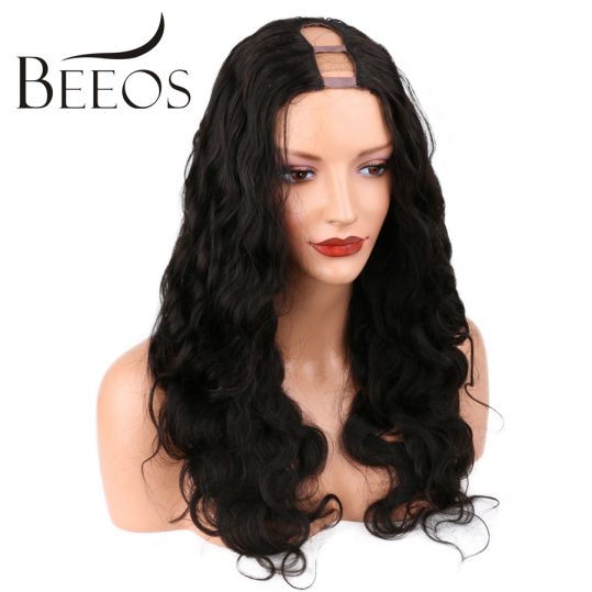 BEEOS 250 Density Body Wave 1x4 Middle Part U Part Human Hair Wigs For Black Women Brazilian Remy Hair10-22 Inches Lace Wigs