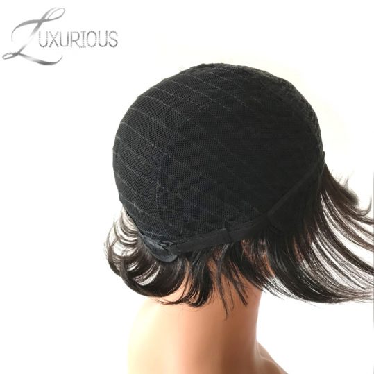 Luxurious 100% Human Hair Wigs For Black Women Brazilian Remy Hair 6inch Wavy Short Wig Color #1B Free Shipping