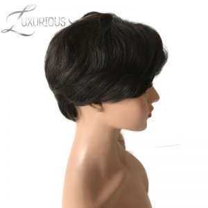 Luxurious 100% Human Hair Wigs For Black Women Brazilian Remy Hair 6inch Wavy Short Wig Color #1B Free Shipping