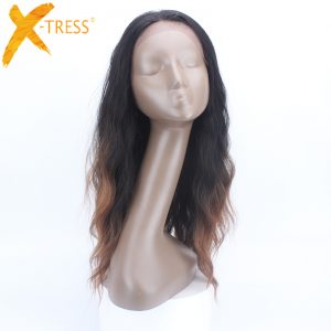 X-TRESS Ombre Wig Natural Wave 1.5*13.5 inches Lace Front 150 Density 28" 6 Colors Heat Resistant Synthetic Wigs For Black Women