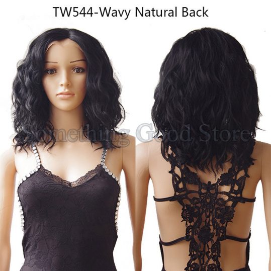 SNOILITE Lace Front Wig 14" Body Wave Synthetic Hair Women Lady Daily Costume Full Head Wig Ombre Cosplay Hair Natural Black