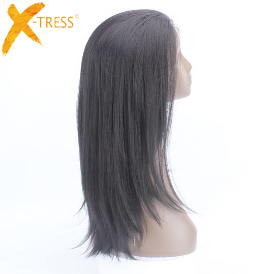 X-TRESS Glueless Front Lace Wig Black Brown Heat Resistant Synthetic Lace Front Wigs With Baby Hair 26" 1.5*13.5 inches