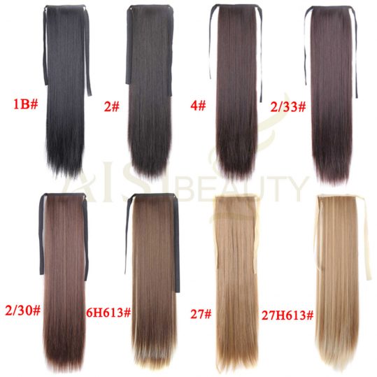 AISI BEAUTY 22" Silky Straight 15 Colors Synthetic Hair Ribbon Drawstring Ponytail Pieces Extension