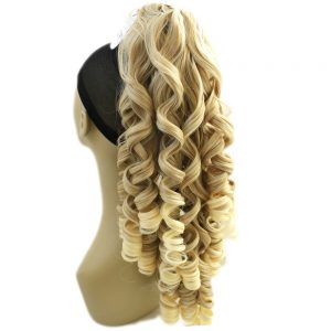 Soowee 180g Long Blonde Curly Clip In Hair Extensions Pieces Pony Tail High Temperature Fiber Synthetic Hair Claw Ponytail