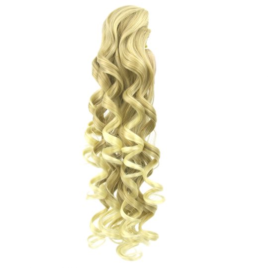Soowee 180g Long Blonde Curly Clip In Hair Extensions Pieces Pony Tail High Temperature Fiber Synthetic Hair Claw Ponytail