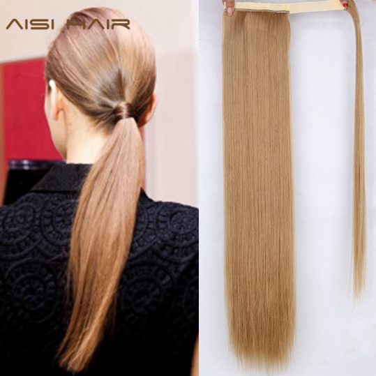 AISI HAIR 100g 16 Colors Available High Temperature Fiber Synthetic Fake Hair Wraparound Ponytail Extensions for Women
