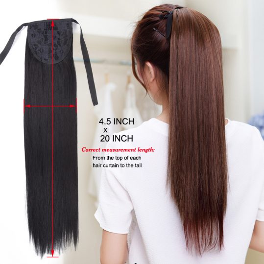 AliLeader Made 80G 50CM Long Straight Synthetic Clip In Ponytail Hairpieces Natural Black Brown Blonde Ponytail Hair Extensions