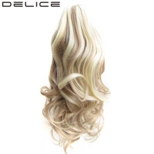 [DELICE] 16 inches Women's Curly Claw Short Ponytail High Temperature Fiber Synthetic Hair Ponytails Piano Color 90g/piece