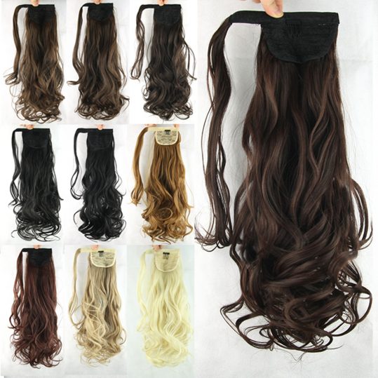 Soowee 10 Colors Synthetic Hair Wavy Clip In Ponytail Hair Extensions Hairpiece Fake Hair Pony Tails Ponytails Hair Pieces