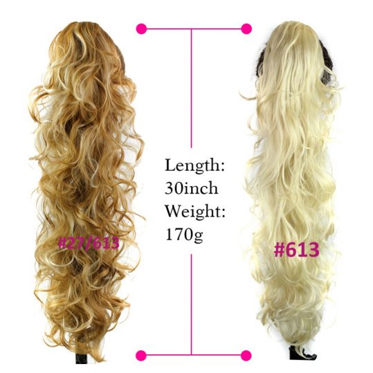 Deyngs 75cm Long Curly Ponytail 220g Artificial Synthetic Tress Claw In Pony Tail Hair Extension Natural False Women's Hairpiece