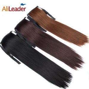 Alileader False Hair Tress Clip In Ponytail Blonde Brown White Black Ponytail Hair Extension Fake Pony Tail 18" Synthetic Hair