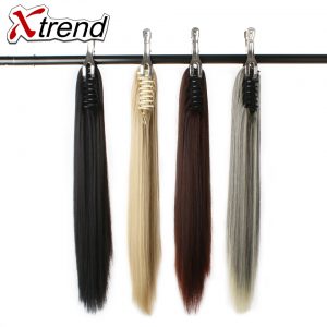 Xtrend 20inch Synthetic Straight Hair Ponytails Claw Clip In Plastic Comb Hair Extensions High Temperature Fiber Pony Tail Hair