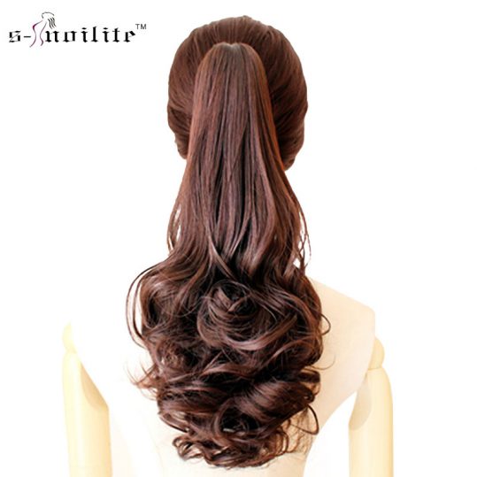 SNOILITE Synthetic Women Claw on Ponytail Clip in Pony Tail Hair Extensions Curly Style Hairpiece Black Brown Blonde Red