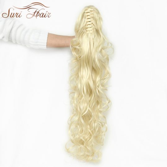 Suri Hair 32 inch Women Claw On Ponytail Extensions 220g Fake Long Wavy Pony Tail Hair Piece Brown/Blonde 3 Colors Avaliable