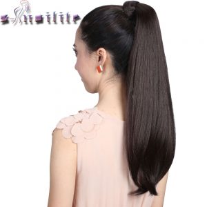 S-noilite Women 24/26" Drawstring Pony tail Long Straight Hair Extensions Piece Wrap Around Ponytail Real Natural Synthetic