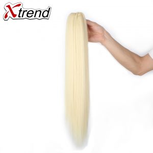 Xtrend 20inch 130g Long Straight Synthetic Ponytail Hair Extension With Claw Clip Fake Hairpieces For Lady High Tempreture Fiber