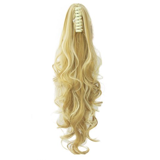Soowee Long Wavy Clip In Hair Piece Extensions Blonde Black Pony Tail Synthetic Hair Claw Ponytail