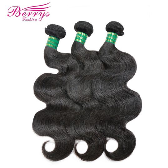 [Berrys Fashion] Brazilian Virgin Hair Body Wave 8-34" 1pcs/lot Human Hair Bundles Natural Color Double Weft Hair extensions