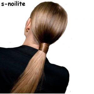 S-noilite real thick clip in pony tail hair extensions 58-66CM Straight Black Brown Blonde Wrap Around on Synthetic Hairpiece