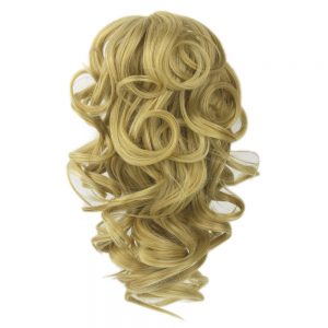 Soloowigs Bouncy Curly Artificial Hairpieces Medium Length Claw In Ponytails 8 Color for Choose
