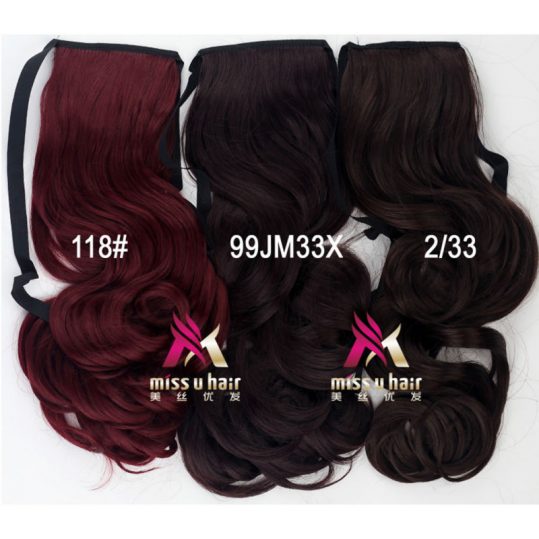 Miss U Hair 24" 60cm 120g Synthetic Long Curly Ribbon Drawstring Ponytails Hairpiece Clip In Hair extensions