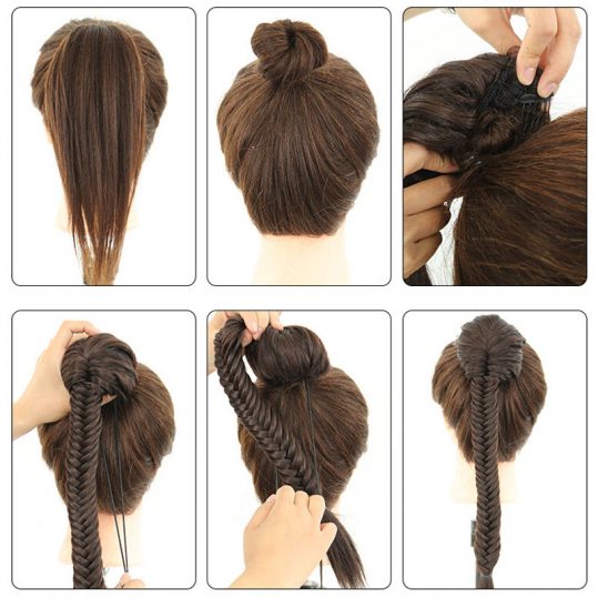 jeedou Synthetic Hair Ponytails 20" 130g Red Brown Drawstring Rope Crochet Braids Chignon Fishtail Ponytail Hair Extensions