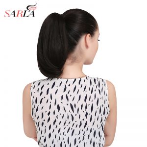 SARLA 13" Short Straight Jaw Clip In Ponytail Hair Extension High Temperature Fiber Synthetic Hairpiece 120g P003