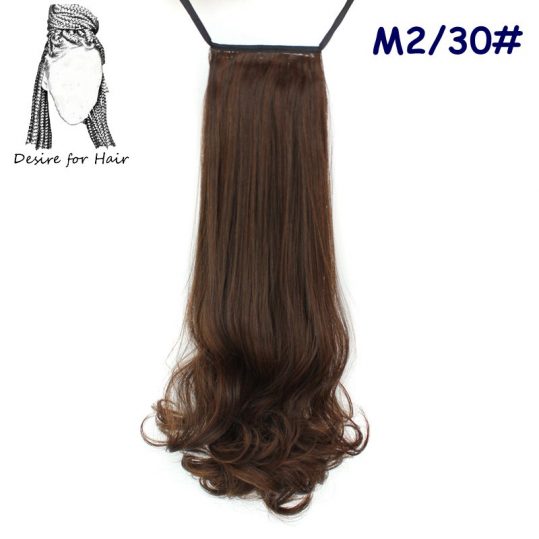 Desire for hair 24inch 95g per piece wavy ends high tempreture synthetic fiber ponytail hair extension with clip and drawstring