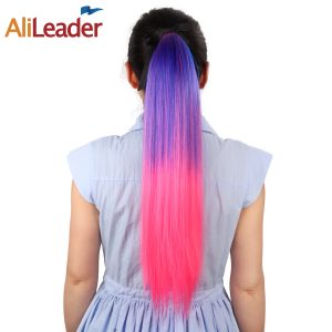 AliLeader 100G 20" Long Clip In Ponytail Hairpieces For Hair Tails 11 Colors Synthetic Ombre Pony Tail Hair Extensions