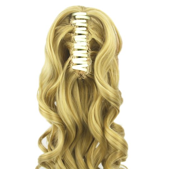 Soowee 60cm Long Black Blonde Curly Clip In Hair Extensions Pieces Pony Tail High Temperature Fiber Synthetic Hair Claw Ponytail