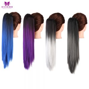 Neverland 20inch Straight Hair Ponytails Synthetic Claw Clip In High Temperature Fiber Synthetic Hair Extension Ombre Wigs