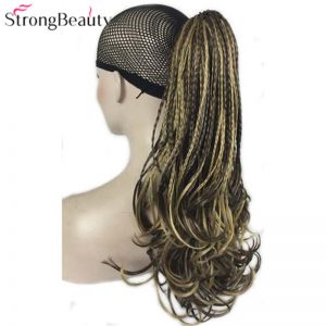 StrongBeauty Synthetic Wavy Hair Braid Drawstring Ponytail Clip in/on Hair Extensions Hairpieces 15Colors