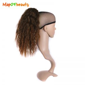 MapofBeauty Long Curly Claw Ponytail Clip in Hairpiece Pony Tail brown black 40cm Synthetic Hair Accessories Hair Extensions