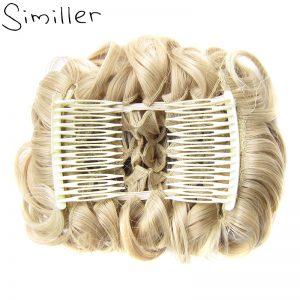 Similler Synthetic Short Messy Curly Dish Hair Bun Extension Easy Stretch Combs Clip In Tray Ponytail