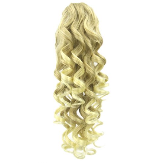 DELICE 24" 180g Clip In Long Blonde Curly Claw Ponytail High Temperature Fiber Synthetic Hair Extensions Pieces