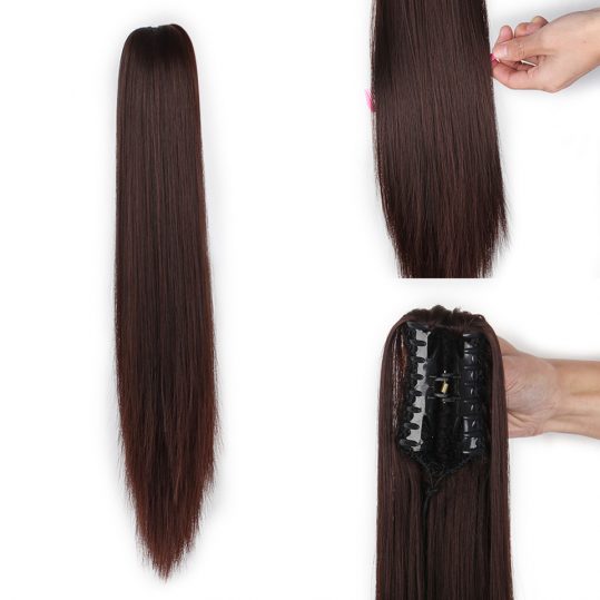 Xtrend 20inch Long Straight Synthetic Ponytails Hair Extensions Women Claw Clip Pony Tail Fake Hairpieces High Temperature Fiber
