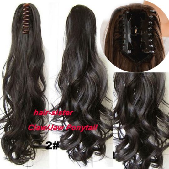 S-noilite Long Wavy Wrap Around Ponytail Claw Jaw in Hair pieces Real Natural Remy Hair Extensions for human