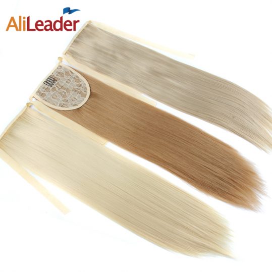 Alileader Synthetic Hair Products Ponytail Extension Piano Brown Blonde White Black Pony Tail Hair Clip In Fake Ponytails 18"