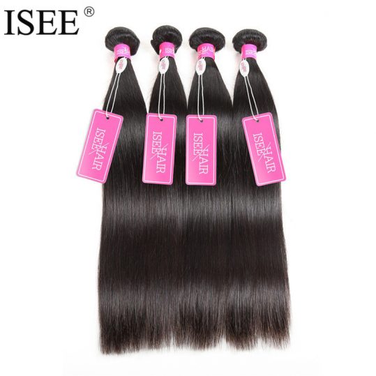 ISEE HAIR Brazilian Virgin Hair Straight Human Hair Bundles 100% Unprocessed 1 Piece Hair Extension 10-36 Inch Can Buy 4 Bundles