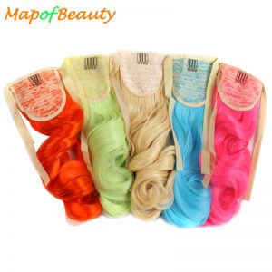 MapofBeauty 20 colors 20" Women's Synthetic Long curly Hair Drawstring Length Ribbon Clip in Ponytail Hair Extension Pony Tail