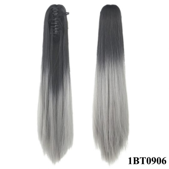 Soowee 60cm Long Straight Hairpiece Black To Blonde Clip In Hair Extensions Synthetic Hair Claw Ponytail Little Pony Tail