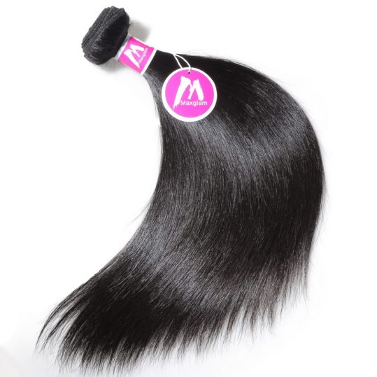 Maxglam Brazilian Virgin Hair Straight Human Hair Weave Bundles Extension Natural Color 1PC Free Shipping