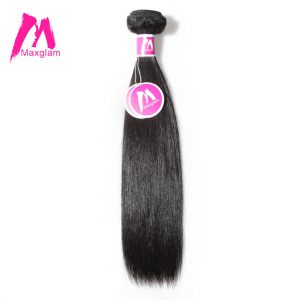 Maxglam Brazilian Virgin Hair Straight Human Hair Weave Bundles Extension Natural Color 1PC Free Shipping