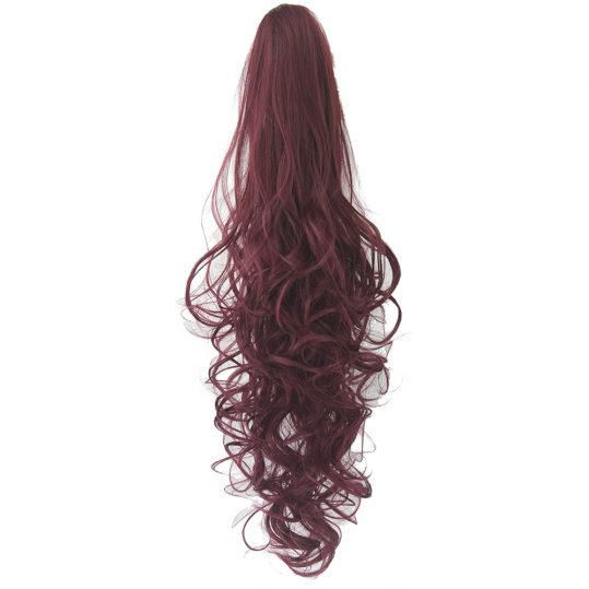 Soowee 24inch Long Blonde Red Wavy Pony Tail High Temperature Fiber Claw Hairpiece Ponytail Synthetic Hair Extensions
