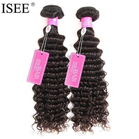 ISEE Brazilian Virgin Hair Deep Wave 100% Unprocessed Human Hair Weave Bundles Machine Double Weft 12-26 Inch Free Shipping