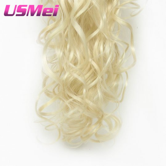 USMEI 32'' Synthetic Ponytail Wowen Wavy 613# Claw Clip in PonyTail Hair Extension  heat resistant fake hair pieces